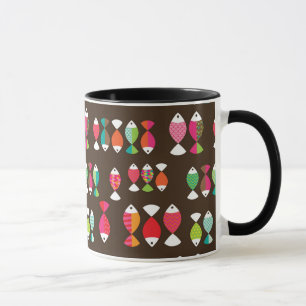 Tasse Motif sous-marin 2 de rétros poissons abstraits