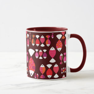 Tasse Motif sous-marin de rétros poissons abstraits