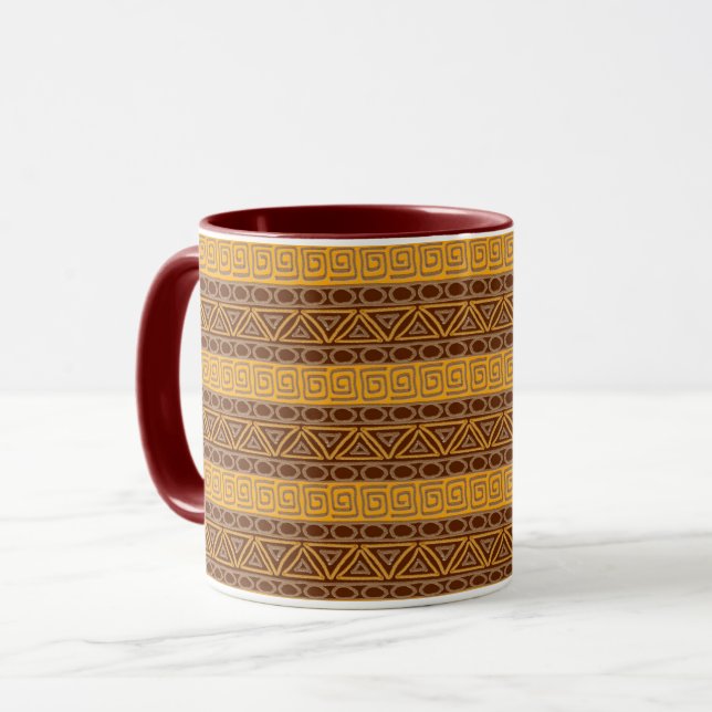 Tasse motif tiré par la main africain ethnique (Devant gauche)
