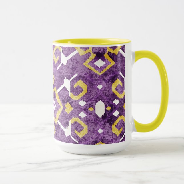 Tasse Motif tribal chic jaune violet ikat (Droite)
