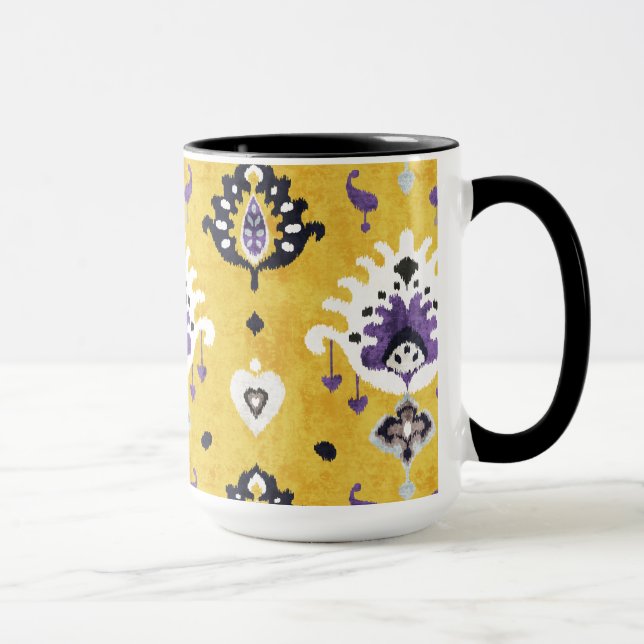 Tasse Motif tribal chic jaune violet ikat (Droite)