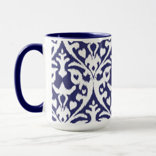 Tasse Motif tribal frais d'ikat bleu et blanc