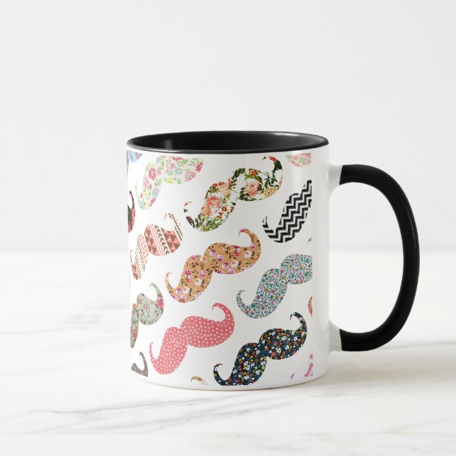 Tasse Moustaches colorées Girly drôles de motifs (Droite)