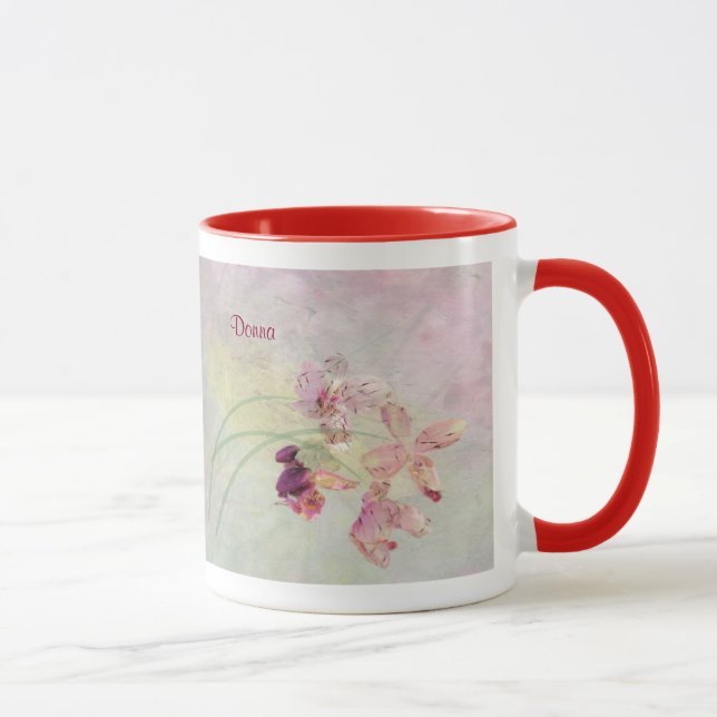 Tasse Mug, 18oz dans un Grunge Orchid Design (Droite)