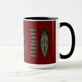 Tasse, mug African style, motifs sur fond rouge