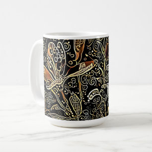 Tasse Mug Art Floral Noir et Or