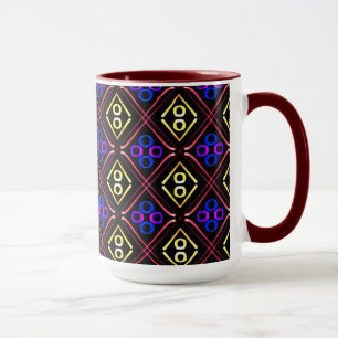 Tasse MUG Jimette Design bleu jaune rouge