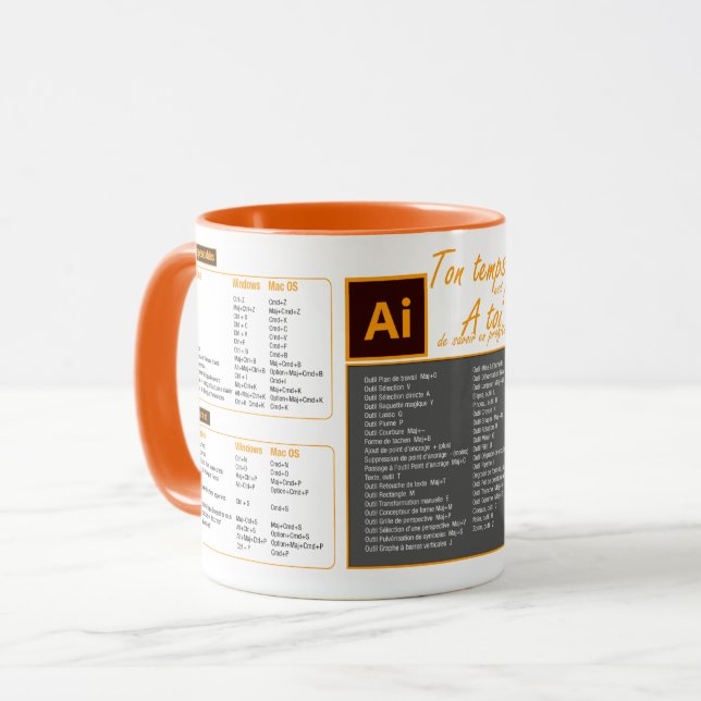 Tasse mug raccourcis clavier Illustrator (Devant gauche)