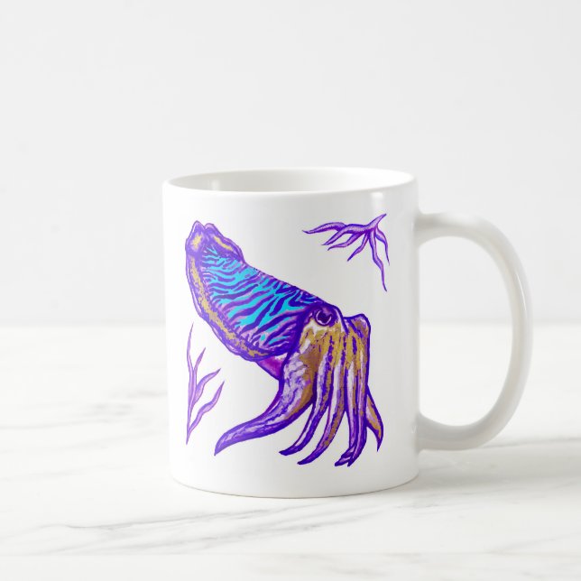 Tasse multicolore d'illustration de seiches (Droite)