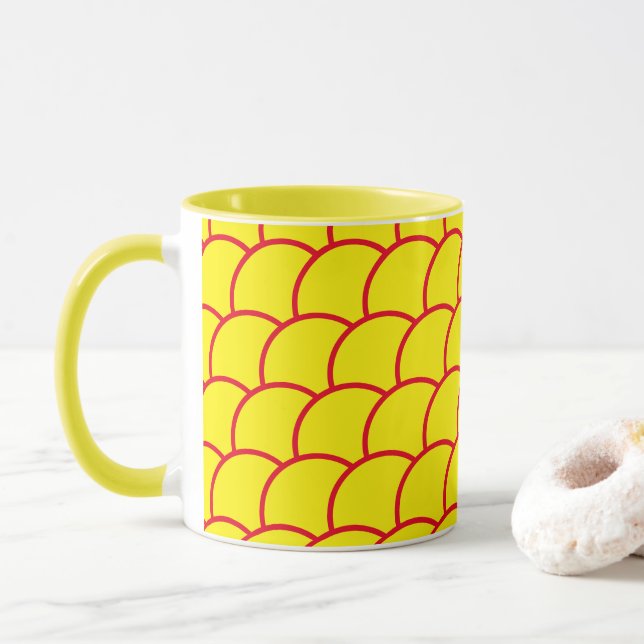 Tasse - Muster der gelben Fische (Mit Donut)