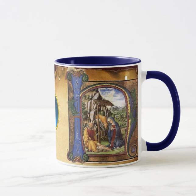 Tasse NATIVITYMONOGRAM PARCHEMENT NOËL JEU Bleu (Droite)