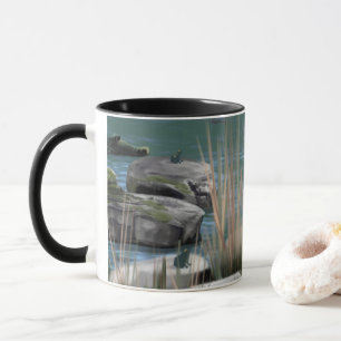 Tasse Naturszene mit Kroketten, Felsen und Frösche