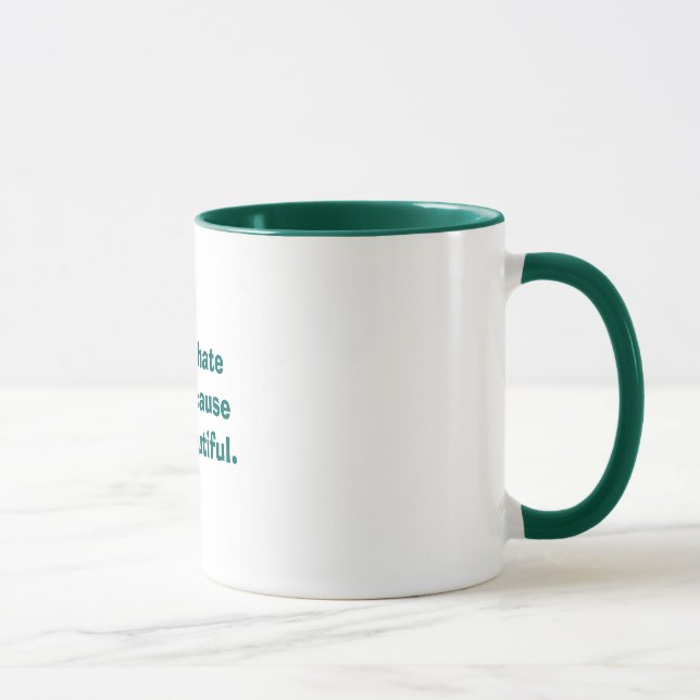 Tasse Ne me détestez pas parce que je suis beau (Droite)