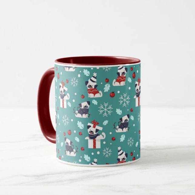 Tasse niedlicher Weihnachts-Möpsen (Vorderseite Links)