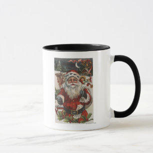 Tasse Noël GreetingSanta avec des cerfs communs et des
