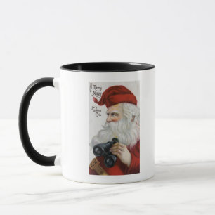 Tasse Noël GreetingSanta avec des jumelles