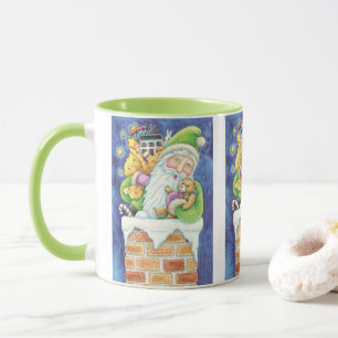 Tasse Noël mignon, Père Noël à Chimney avec jouets