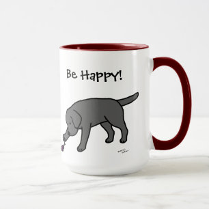 Tasse Noir amical Labrador de bande dessinée de