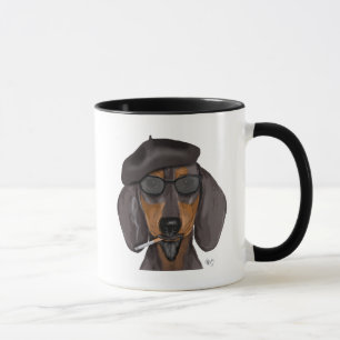 Tasse Noir et Tan de teckel de hippie