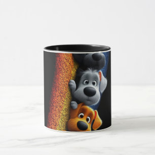 Tasse noire d'art abstrait moderne en ligne   Co m