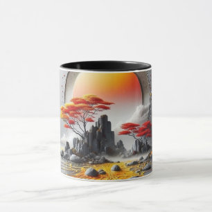 Tasse noire d'art de ligne abstrait moderne   Co m