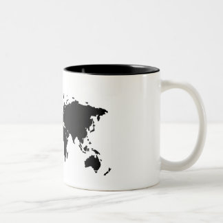 Tasse noire de base de carte du monde