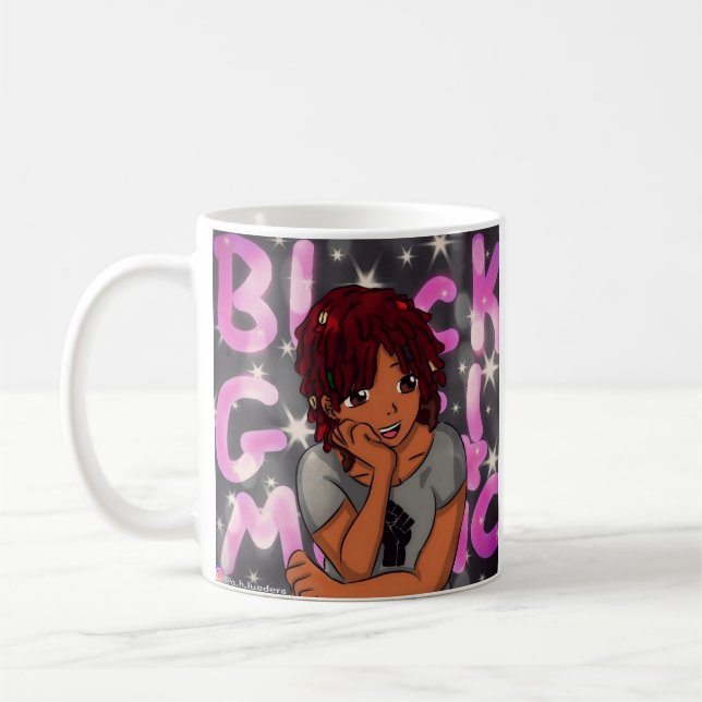 Tasse noire de magie de fille (Gauche)