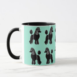 Tasse noire de menthe de motif de caniches