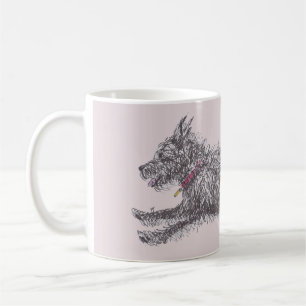 Tasse noire délabrée courante de Terrier