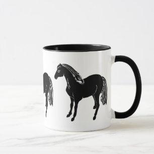 Tasse noire Drinkware de chevaux