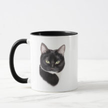 Tasse noire et blanche de chat