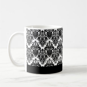 Tasse NOIRE et BLANCHE élégante de damassé de