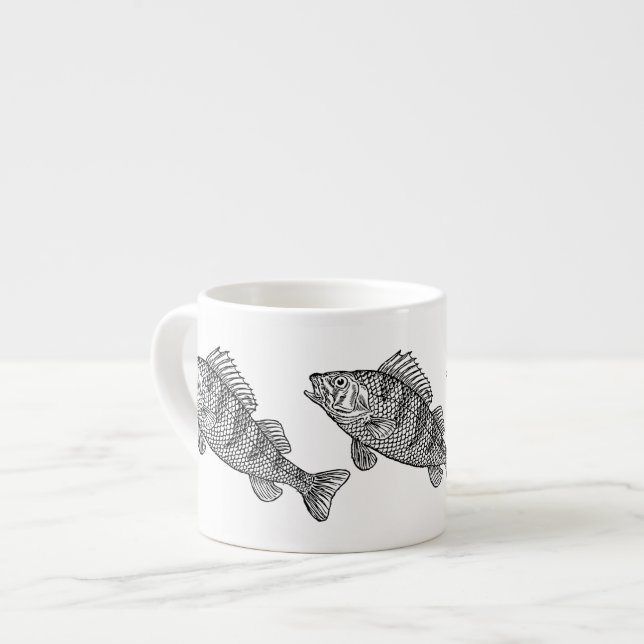Tasse noire et blanche extraordinaire de poissons (Devant gauche)