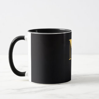 Tasse noire lettre M or | Tasse à monogramme minim