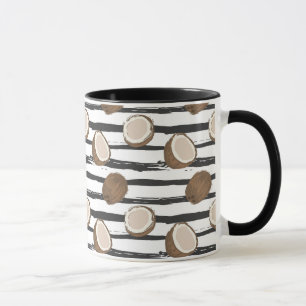 Tasse Noix de coco sur le motif grunge de rayures