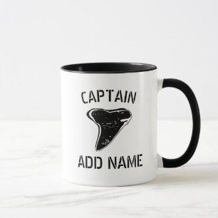 Tasse Nom du capitaine de bateau personnalisé requin too