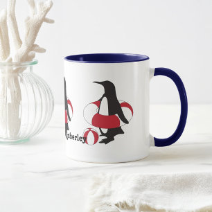Tasse Nom personnalisé mignon dessin Pingouin de natatio