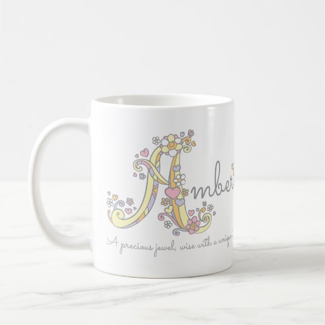 Tasse nommée ambre de monogramme de signification (Gauche)