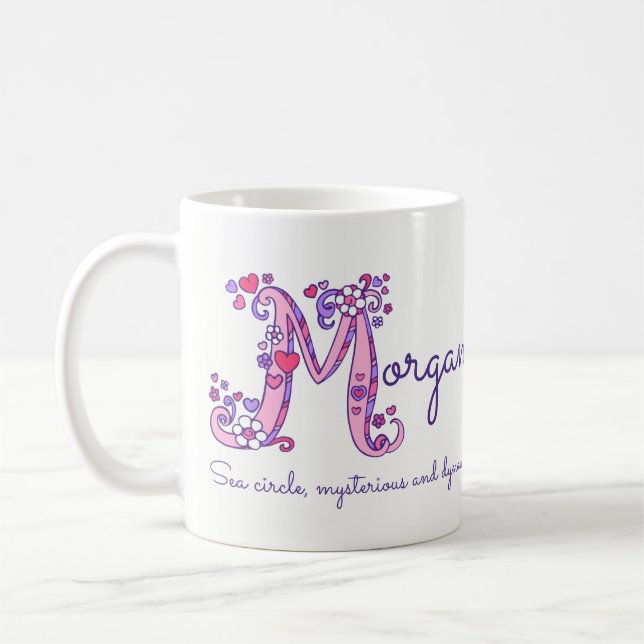 Tasse nommée de monogramme de la fleur M de coeur (Gauche)