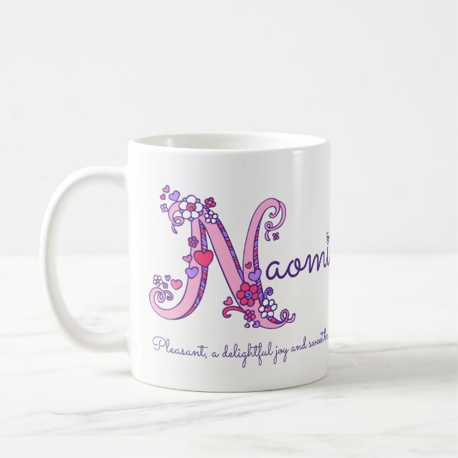 Tasse nommée de monogramme de la fleur N de coeur (Gauche)