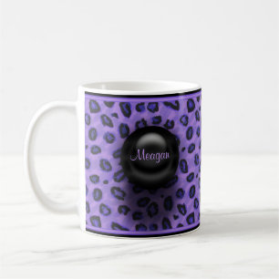 Tasse nommée faite sur commande de léopard pourpre