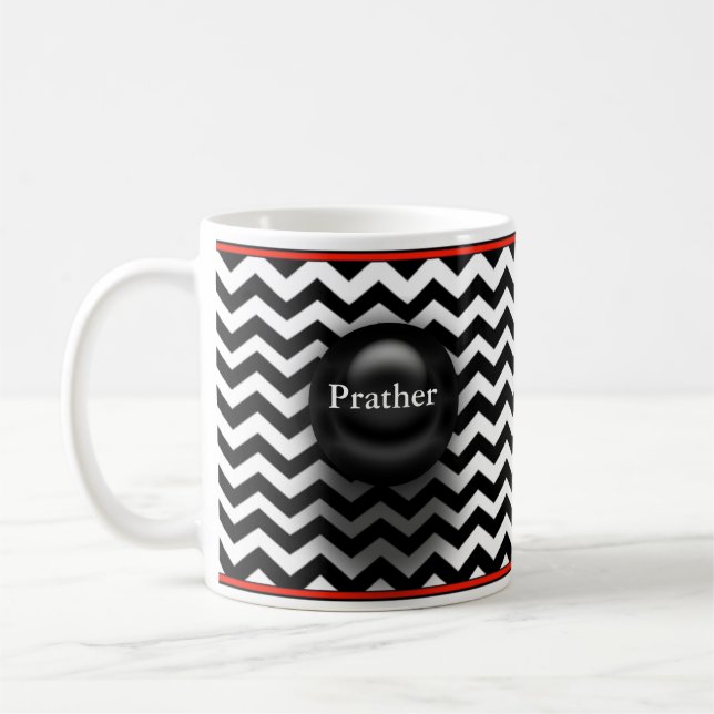Tasse nommée faite sur commande noire et blanche (Gauche)