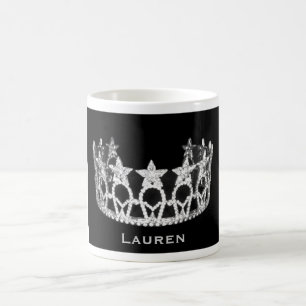Tasse nommée personnalisée par couronne argentée
