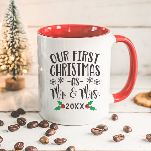 Tasse Notre premier Noël en tant que M. et Mme Newlywa