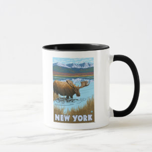 Tasse Nouveau YorkMoose buvant dans le lac