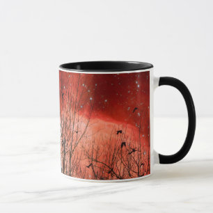 Tasse Nuit surréaliste rouge étoilée