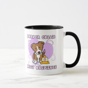 Tasse Obéissance Brown de rassemblement de Kawaii borde