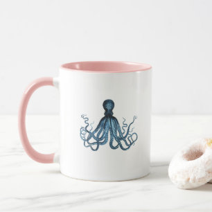 Tasse Octopus kraken nautique plage côtière bleu