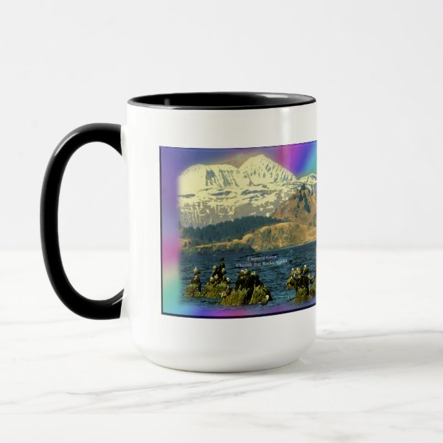 Tasse Oies empereur sur la baie Chiniak près de Chiniak, (Gauche)