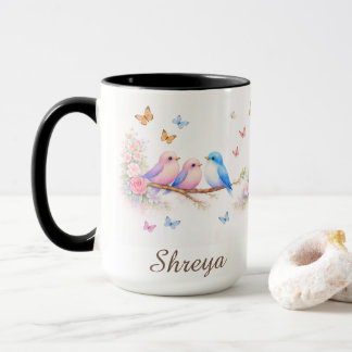 Tasse Oiseau Floral | Cadeau Esthétique Papillon P
